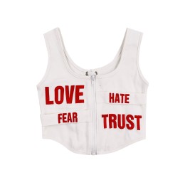 Custom-made women's vest T-shirt fashion design chest zipper back strap vest T-shirt white vest special store VT243 Custom-made women's vest T-shirt fashion design chest zipper back strap vest T-shirt white vest special store VT243